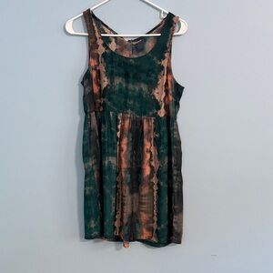 Ecote Tie-Dye Mini Dress - Green and Brown